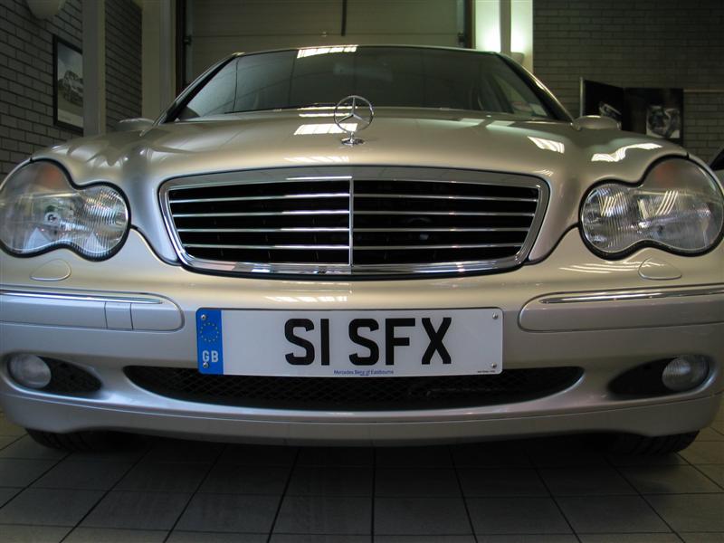 Front view Mercedes Benz C240 Elegance, with personalised number plate, S1SFX