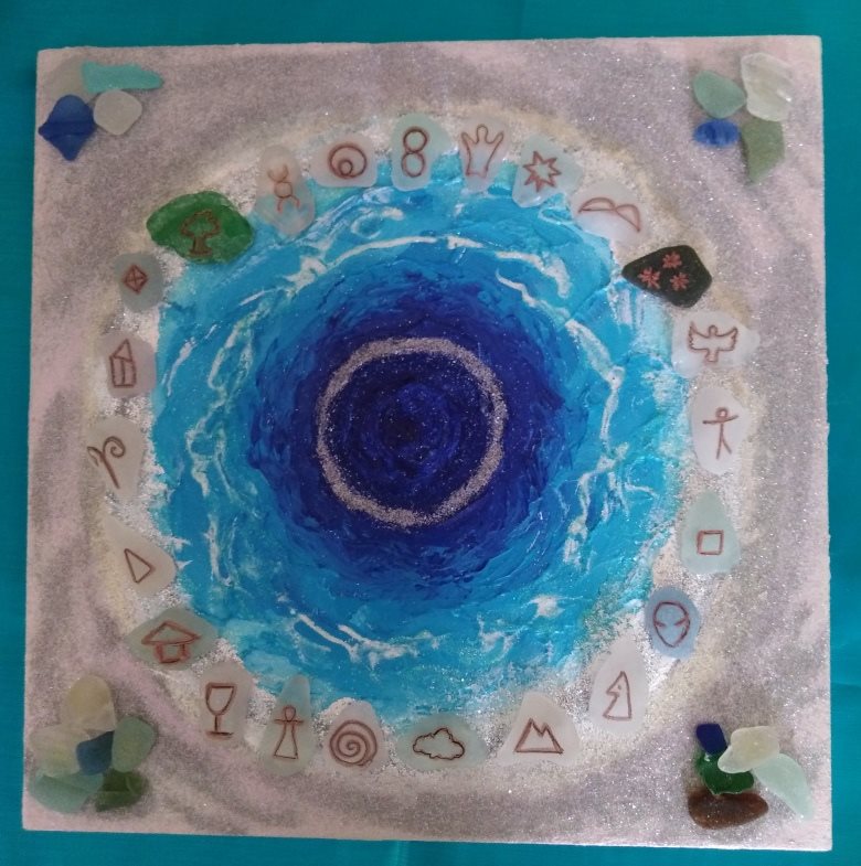 See Glass Energy Symbol Set on sparkly ocean gameboard by Dee Godfrey